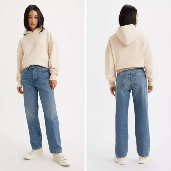 Levi's Column Jean coastal blue dark wash straight leg women's size 31 / 27 - Picture 2 of 9